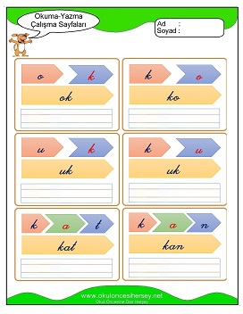 k sesi Grubu Çalışma Sayfaları